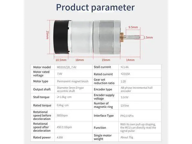 Alt view image 2 of 7 - DC Motors 12V 7.4V High Torque Electric Geared Motor for DIY Toys Science Experiments (310 Motor 450RPM)