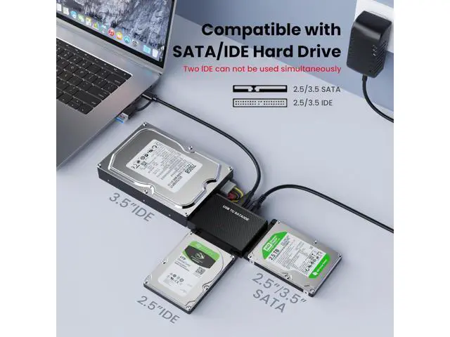 Alt view image 4 of 7 - Hard Drive Reader SATA IDE to USB 3.0 Adapter USB + Type C to External Hard Drive Data Ultra Recovery Converter Kit for Universal 2.5 3.5 IDE HDD 2.5 SSD with 12V/2A Power Adapter