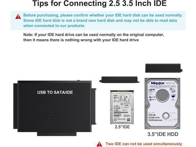 Alt view image 2 of 7 - Hard Drive Reader SATA IDE to USB 3.0 Adapter USB + Type C to External Hard Drive Data Ultra Recovery Converter Kit for Universal 2.5 3.5 IDE HDD 2.5 SSD with 12V/2A Power Adapter