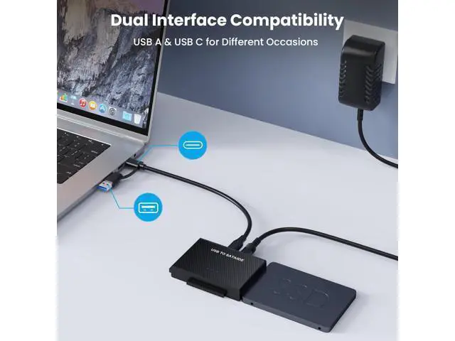 Alt view image 6 of 7 - Hard Drive Reader SATA IDE to USB 3.0 Adapter USB + Type C to External Hard Drive Data Ultra Recovery Converter Kit for Universal 2.5 3.5 IDE HDD 2.5 SSD with 12V/2A Power Adapter
