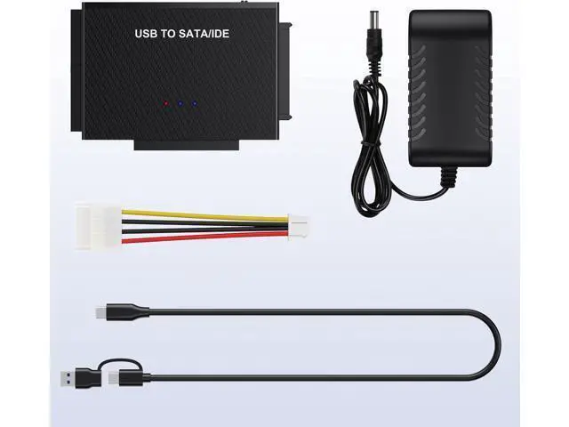 Alt view image 7 of 7 - Hard Drive Reader SATA IDE to USB 3.0 Adapter USB + Type C to External Hard Drive Data Ultra Recovery Converter Kit for Universal 2.5 3.5 IDE HDD 2.5 SSD with 12V/2A Power Adapter