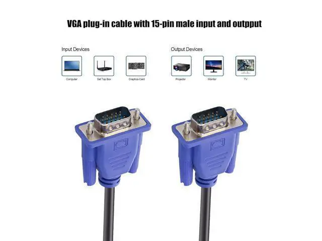 Alt view image 3 of 4 - Blue VGA Cable 15 Pin Male to Male Plug Computer Monitor Cable Wire Cord, 33 ft.