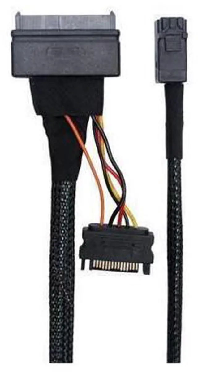 Alt view image 2 of 3 - Internal 12G HD Mini SAS SFF-8643 to U.2 SFF-8639 NVMe PCIe SSD Adapter Cable with SATA Power for Mainboard Intel SSD 750 p3600 p3700 U2 SFF8639 - 1.0 Meter