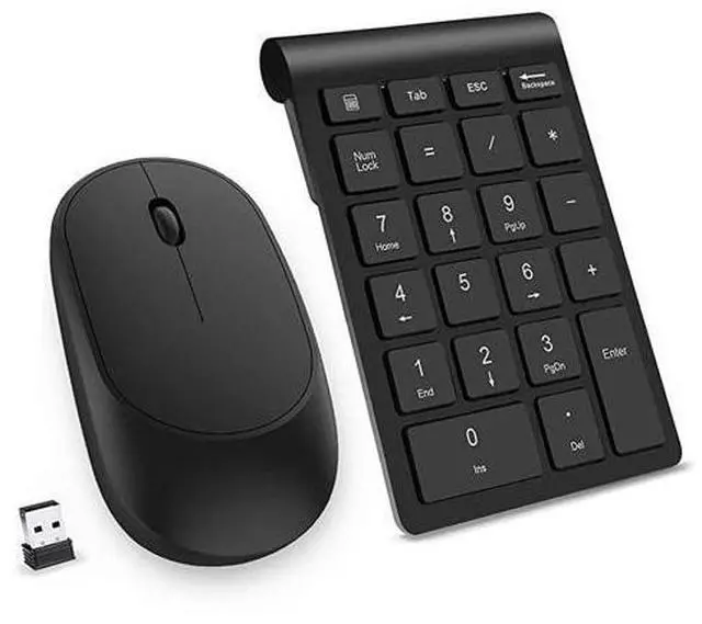 Main image of Wireless Number Pad and Mouse Combo Portable Ultra Slim 24GHz USB Wireless Numeric Keypad and Mouse Set for Laptop Notebook Desktop PC Computer Black