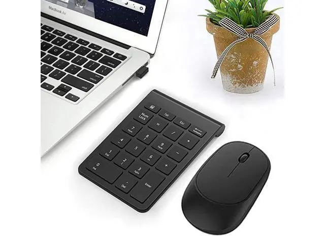 Alt view image 7 of 7 - Wireless Number Pad and Mouse Combo Portable Ultra Slim 24GHz USB Wireless Numeric Keypad and Mouse Set for Laptop Notebook Desktop PC Computer Black
