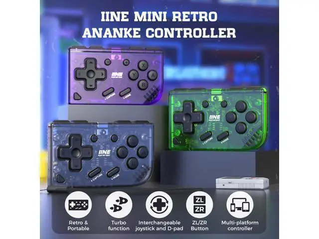 Alt view image 2 of 7 - IINE Mini Retro Wireless Controller, Micro Remote Controller for Switch/OLED, PC, Android and IOS, Keychain Pocket-sized Controller with Turbo Function (Black)