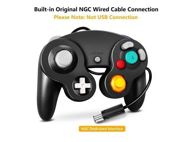 Alt view image 2 of 6 - FIOTOK Gamecube Controller, Classic Wired Controller for Wii Nintendo Gamecube (Black)