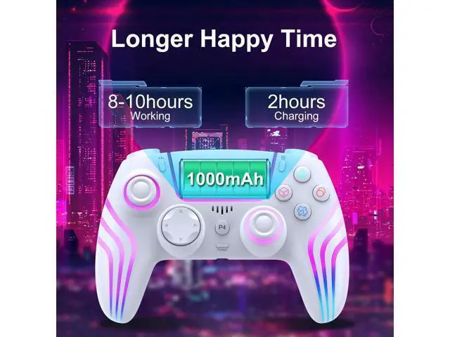 Alt view image 2 of 7 - Wireless Controller for P4 with LED Lighting, Remote Control for P4 with Double Shock, Six-Axis Sensor
