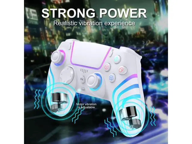 Alt view image 4 of 7 - Wireless Controller for P4 with LED Lighting, Remote Control for P4 with Double Shock, Six-Axis Sensor