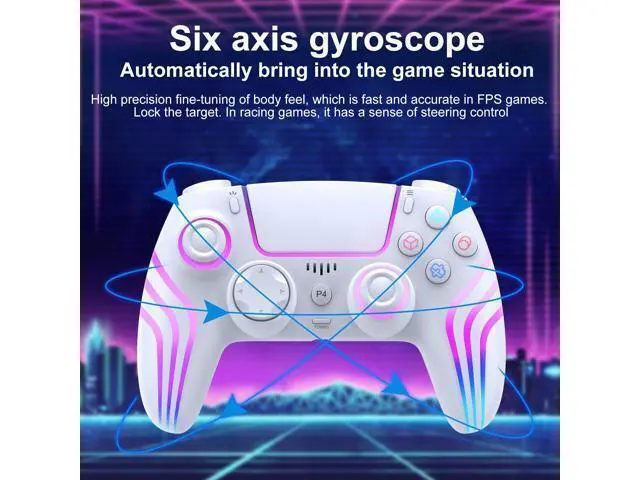 Alt view image 5 of 7 - Wireless Controller for P4 with LED Lighting, Remote Control for P4 with Double Shock, Six-Axis Sensor