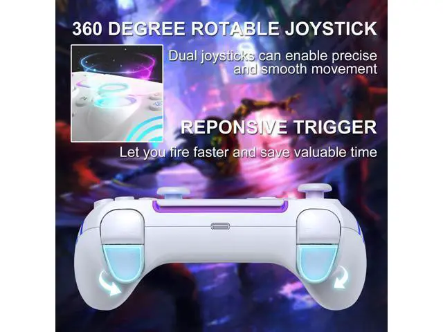 Alt view image 6 of 7 - Wireless Controller for P4 with LED Lighting, Remote Control for P4 with Double Shock, Six-Axis Sensor