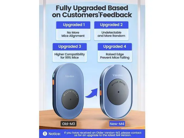 Alt view image 2 of 7 - Vaydeer Undetectable Mouse Mover, M4 Mouse Jiggler Device with ON/Off Switch, Driver-Free Shaker Wiggler Mouse Movement Simulation for Computer Awakening, Gift Ideal for Men/Women