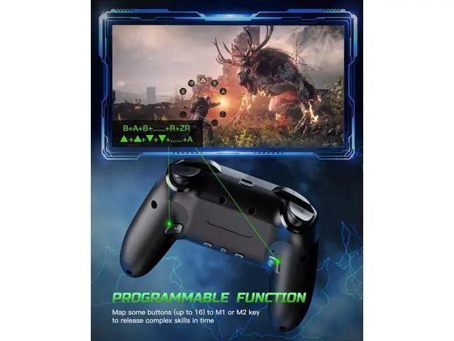 Alt view image 3 of 7 - VOYEE Switch Controllers Compatible with Switch/Lite/OLED/PC Windows, 1000mAh Programmable RGB Lightning LED, Wireless Pro Controller with One Key Pairing/Wake Up/Turbo/Vibration