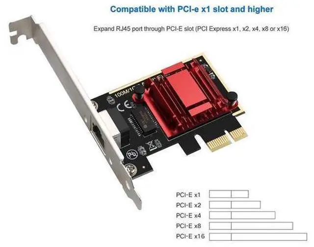 Alt view image 2 of 7 - 2.5GBase-T PCIe Network Adapter RTL8125B 2500/1000/100Mbps PCI Express Gigabit Ethernet Card RJ45 LAN Controller Support PXE for Windows/Linux/MAC with Low Profile
