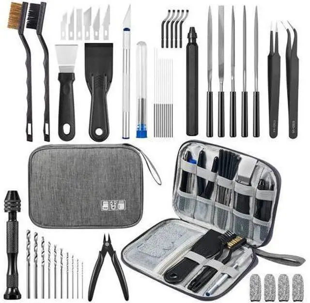 Main image of 51Pcs 3D Printer Tool Kit with Storage Case, 3D Printing Accessories Including Deburring Tool, Scraper, Wire Knife, Metal Files, Brushes, Hand Drill & Tweezers, Compatible with All FDM 3D Printers
