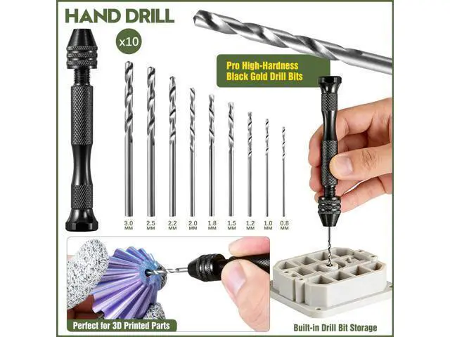 Alt view image 2 of 7 - 51Pcs 3D Printer Tool Kit with Storage Case, 3D Printing Accessories Including Deburring Tool, Scraper, Wire Knife, Metal Files, Brushes, Hand Drill & Tweezers, Compatible with All FDM 3D Printers