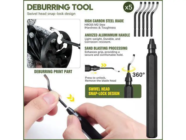 Alt view image 3 of 7 - 51Pcs 3D Printer Tool Kit with Storage Case, 3D Printing Accessories Including Deburring Tool, Scraper, Wire Knife, Metal Files, Brushes, Hand Drill & Tweezers, Compatible with All FDM 3D Printers
