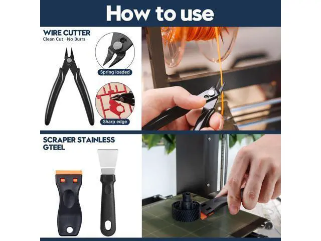 Alt view image 2 of 7 - 50-Piece 3D Printer Tool Kit, 3D Printing Accessories Compatible with FDM/SLA Printers, Including Nozzle Cleaning Kit, Scraper, Deburring Tool, Files, Brushes, with Storage Case, Starter Kit