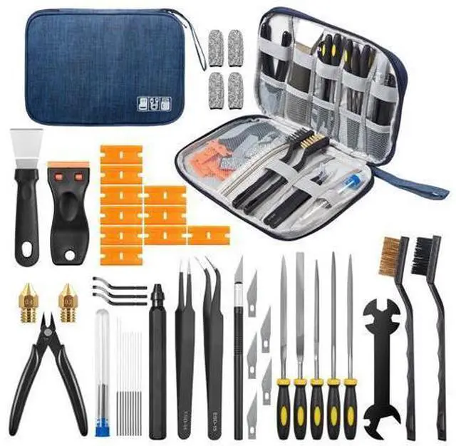 Main image of 50-Piece 3D Printer Tool Kit, 3D Printing Accessories Compatible with FDM/SLA Printers, Including Nozzle Cleaning Kit, Scraper, Deburring Tool, Files, Brushes, with Storage Case, Starter Kit