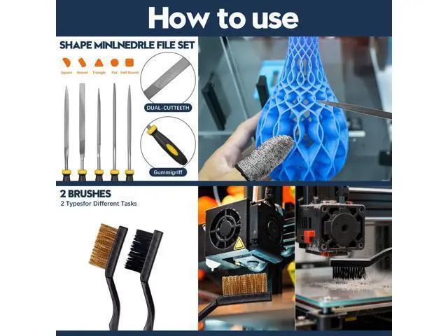 Alt view image 6 of 7 - 50-Piece 3D Printer Tool Kit, 3D Printing Accessories Compatible with FDM/SLA Printers, Including Nozzle Cleaning Kit, Scraper, Deburring Tool, Files, Brushes, with Storage Case, Starter Kit