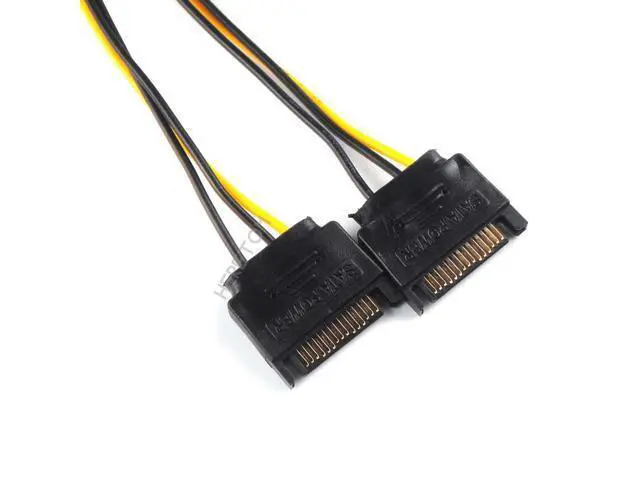 Alt view image 2 of 5 - 20cm Sata Power To 6 pin Graphics Power Supply Dual Sata Power Cord 15 pin Male M to PCI-e 6 Pin Female Video Card Power Cable