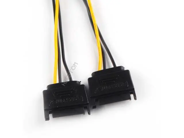 Alt view image 5 of 5 - 20cm Sata Power To 6 pin Graphics Power Supply Dual Sata Power Cord 15 pin Male M to PCI-e 6 Pin Female Video Card Power Cable