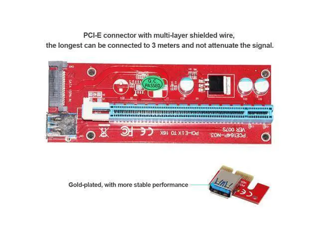 Alt view image 2 of 5 - 0.6M PCI-E 1X to 16X Riser Card Extender PCI Express Adapter USB 3.0 Cable 15Pin SATA for Bitcoin Mining Machine bitcoin pc
