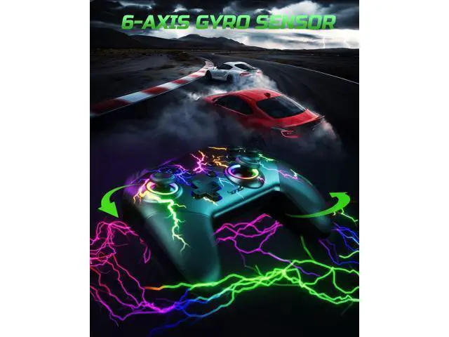 Alt view image 7 of 7 - VOYEE Switch Controllers Compatible with Switch/Lite/OLED/PC Windows, 1000mAh Programmable RGB Lightning LED, Wireless Pro Controller with One Key Pairing/Wake Up/Turbo/Vibration