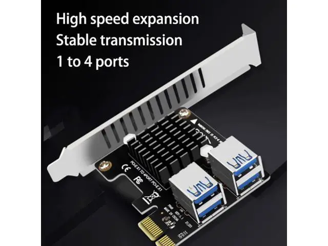 Alt view image 2 of 5 - PCI-E Expansion Card Desktop PCI-E 1X to 4-Port PCIE ASM1184E Full-Height Expansion Card for Bitcoin Mining Equipment