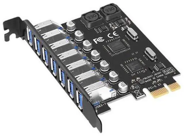 Main image of USB 3.0 PCI-E Expansion Card Adapter 7 Ports USB 3.0 Hub Adapter External Controller PCI-E Extender PCI Express Card for Desktop