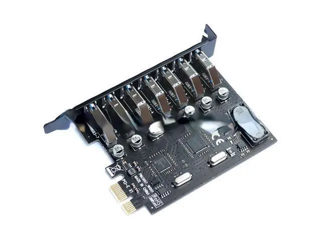 Alt view image 2 of 6 - USB 3.0 PCI-E Expansion Card Adapter 7 Ports USB 3.0 Hub Adapter External Controller PCI-E Extender PCI Express Card for Desktop