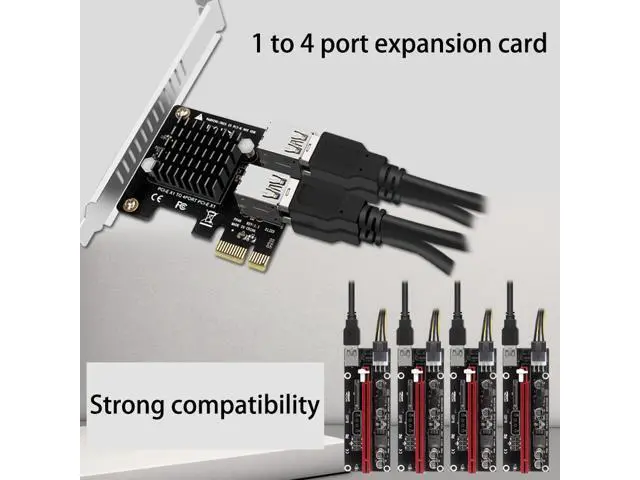 Alt view image 4 of 5 - PCI-E Expansion Card Desktop PCI-E 1X to 4-Port PCIE ASM1184E Full-Height Expansion Card for Bitcoin Mining Equipment