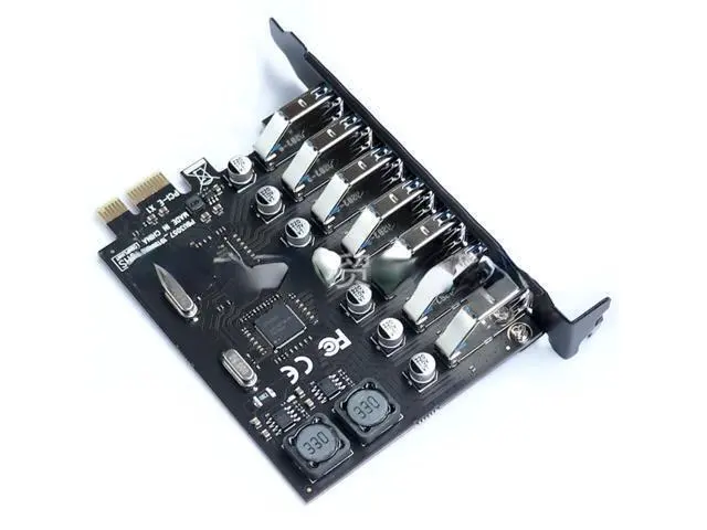 Alt view image 6 of 6 - USB 3.0 PCI-E Expansion Card Adapter 7 Ports USB 3.0 Hub Adapter External Controller PCI-E Extender PCI Express Card for Desktop