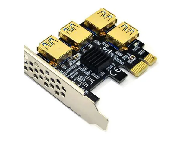 Alt view image 4 of 6 - 1pc PCIe 1 to 4 PCI Express 16X Slots Riser Card PCI-E 1X to External 4 PCI-e USB 3.0 Adapter Extension Card Multiplier Adapter
