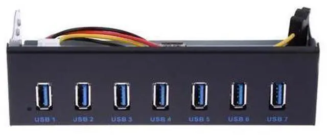 Main image of 7 Port USB 3.0 Hub 5Gbs 5.25inch CD-ROM Drive Bay CD ROM Front Panel for Computer Case+USB 3.0 19-pin Header to Type-A Male Ca
