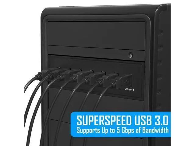 Alt view image 3 of 5 - 7 Port USB 3.0 Hub 5Gbs 5.25inch CD-ROM Drive Bay CD ROM Front Panel for Computer Case+USB 3.0 19-pin Header to Type-A Male Ca