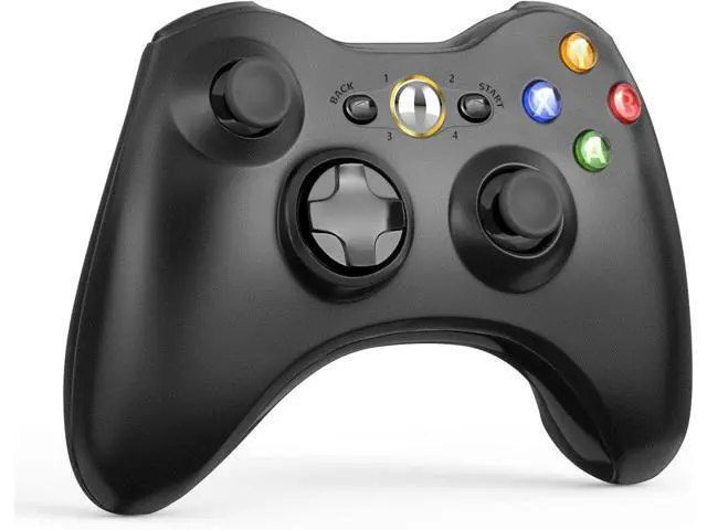 Alt view image 2 of 7 - W&O Wireless Controller Compatible with Xbox 360 2.4GHZ Gamepad Joystick Wireless Controller Compatible with Xbox 360 and PC Windows 7,8,10,11 with Receiver (Black)