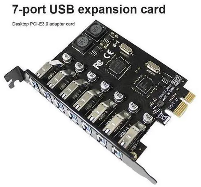 Main image of 7 port USB 3.0 PCI-E Expansion Card PCI express PCIe USB 3.0 hub adapter 7-port USB3.0 controller USB 3 0 PCI e PCIe express x1