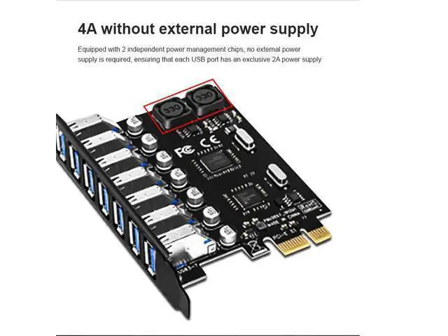 Alt view image 3 of 6 - 7 port USB 3.0 PCI-E Expansion Card PCI express PCIe USB 3.0 hub adapter 7-port USB3.0 controller USB 3 0 PCI e PCIe express x1