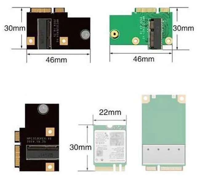 Alt view image 3 of 3 - Minipcie To M2 Network Card Adapter Card Notebook AX200 Upgrade for Lenovo Y510P Replacement M.2 To Mini PCIe Card - Green