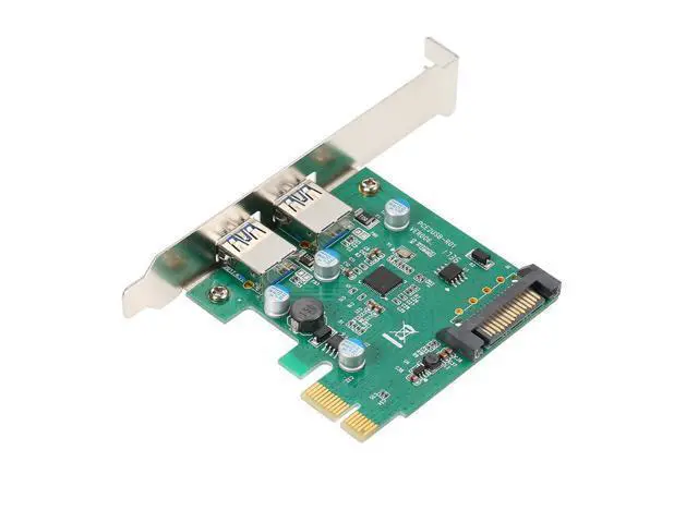 Alt view image 2 of 4 - Super Speed USB3.0 PCI-E Expansion Card Adapter External 2 Port USB 3.0 Hub PCI-E Card 4Pin Power Connector for PC Computer