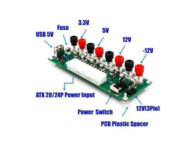 Alt view image 6 of 6 - 20/24 Pins ATX Desktop PC Power Breakout Adapter Power Supply Converter Card