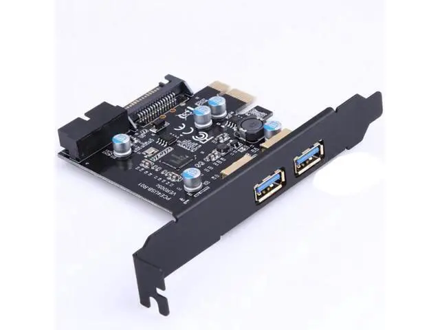 Alt view image 4 of 4 - USB 3.0 PCI-E 2 Port PCI Express Expansion Card 19-Pin Power Connector