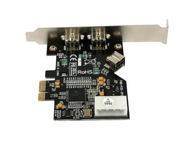Alt view image 3 of 4 - PCI Express PCI-E x1 to 3 Ports 1394B Controller Card Add On Card for FireWire 800 IEEE 1394 B 2+1 Digital Camera Video Capture