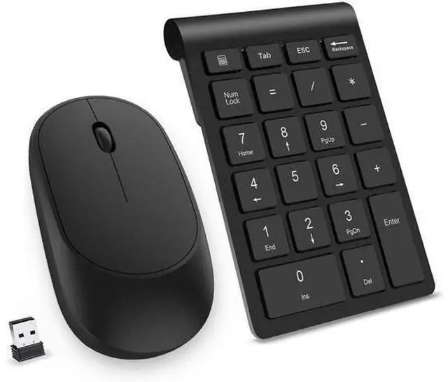 Main image of Wireless Number Pad and Mouse Combo, Acedada Portable Ultra Slim 2.4GHz USB Wireless Numeric Keypad and Mouse Set for Laptop, Notebook, Desktop, PC Computer - Black