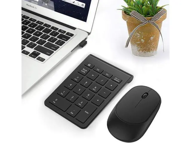 Alt view image 7 of 7 - Wireless Number Pad and Mouse Combo, Acedada Portable Ultra Slim 2.4GHz USB Wireless Numeric Keypad and Mouse Set for Laptop, Notebook, Desktop, PC Computer - Black