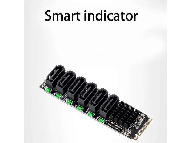 Alt view image 3 of 7 - PH516 M2 NVME to Sata 3.0 6 Ports Adapter Converter Card ASM1166 for w/ Heatsink