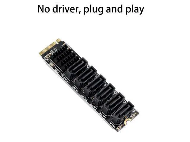 Alt view image 4 of 7 - PH516 M2 NVME to Sata 3.0 6 Ports Adapter Converter Card ASM1166 for w/ Heatsink