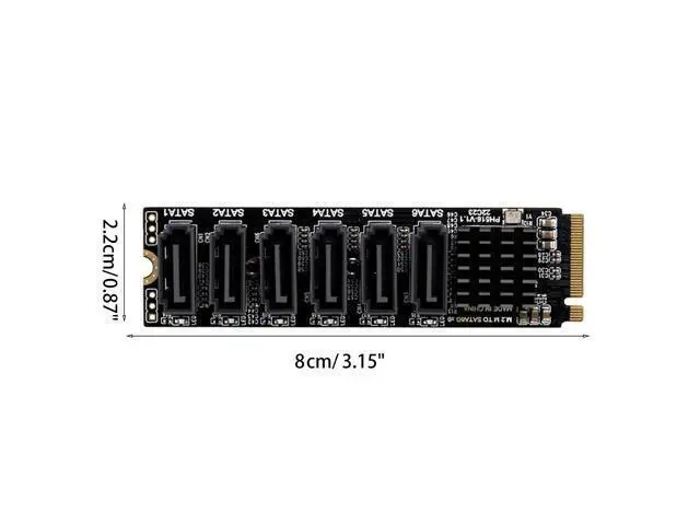 Alt view image 5 of 7 - PH516 M2 NVME to Sata 3.0 6 Ports Adapter Converter Card ASM1166 for w/ Heatsink