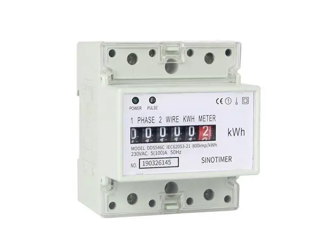 Alt view image 3 of 7 - SINOTIMER DDS546C 5 (100) A 230VAC 50 / 60Hz Single Phase Analog Power Meter Electric Power Meter Household Electric Din Rail